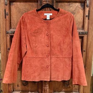 Pursuits Ltd. woman Genuine leather lined orange suede jacket Sz 16W